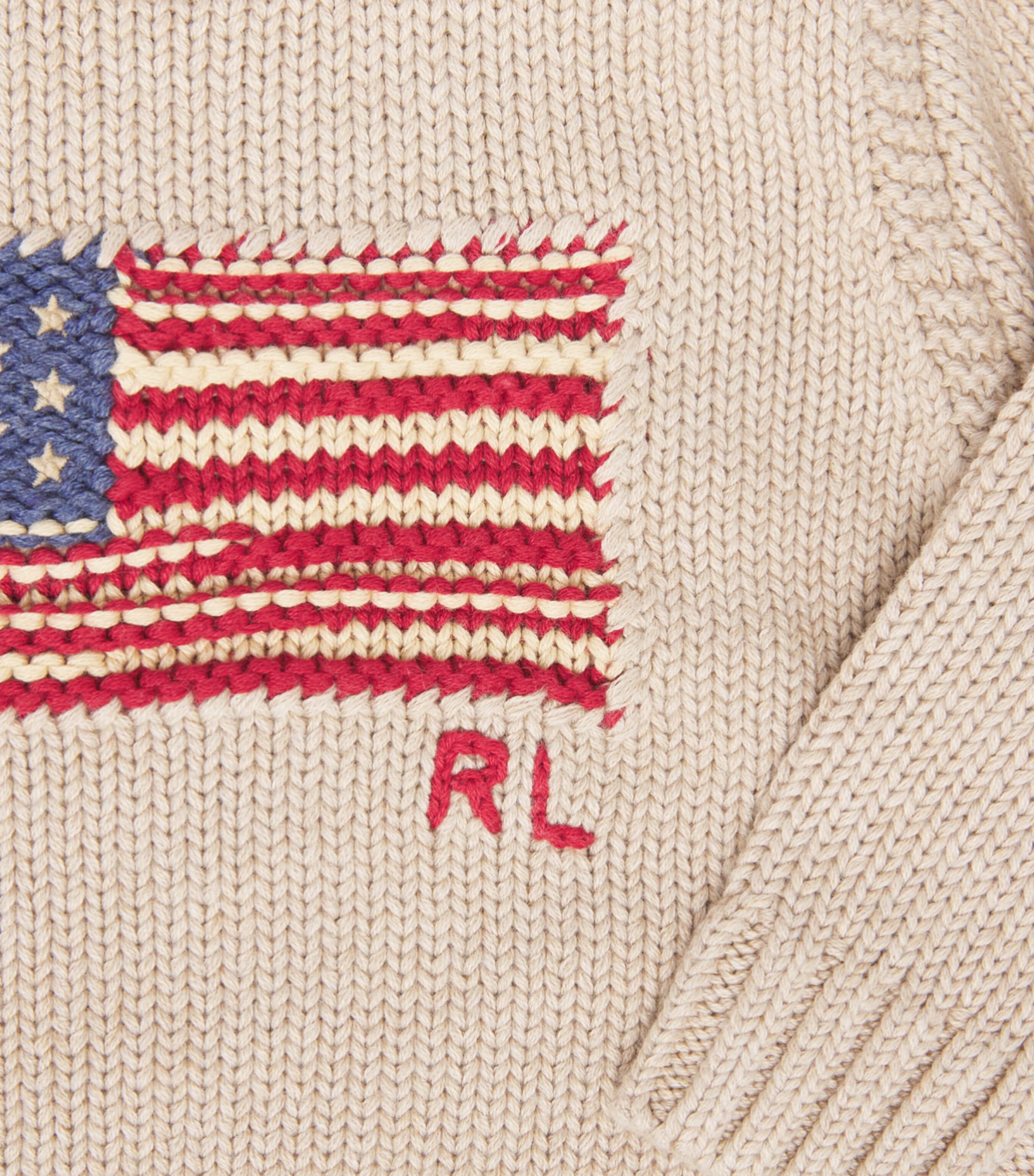 Ralph Lauren Kids American Flag Sweater (3-24 Months) Oatmeal Multi Image 3