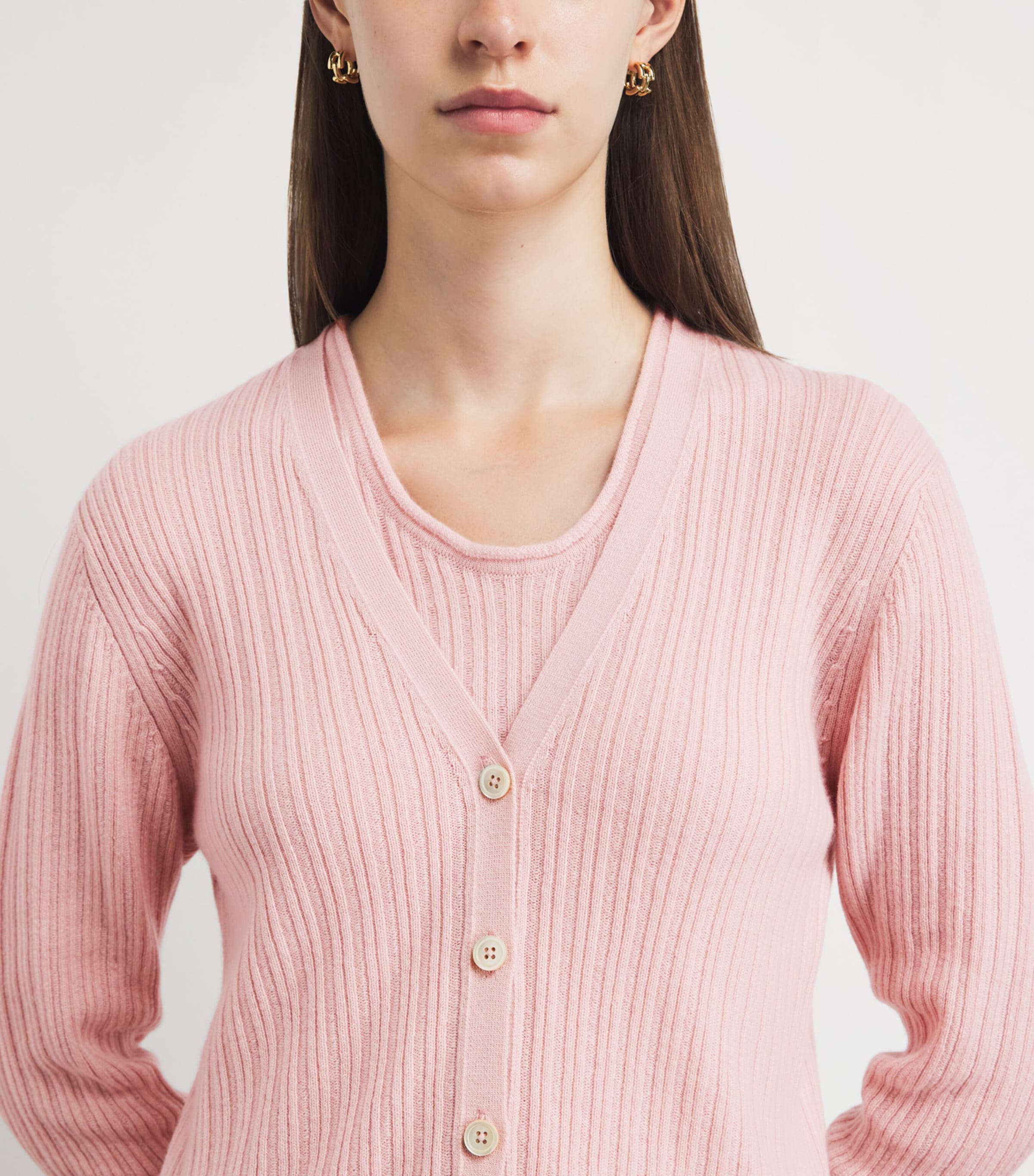 Johnstons Of Elgin Womens Cashmere V-Neck Cardigan Highland Rose Image 3