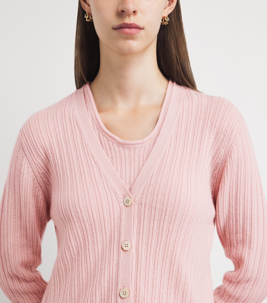 Johnstons Of Elgin Womens Cashmere V-Neck Cardigan Highland Rose Image 3