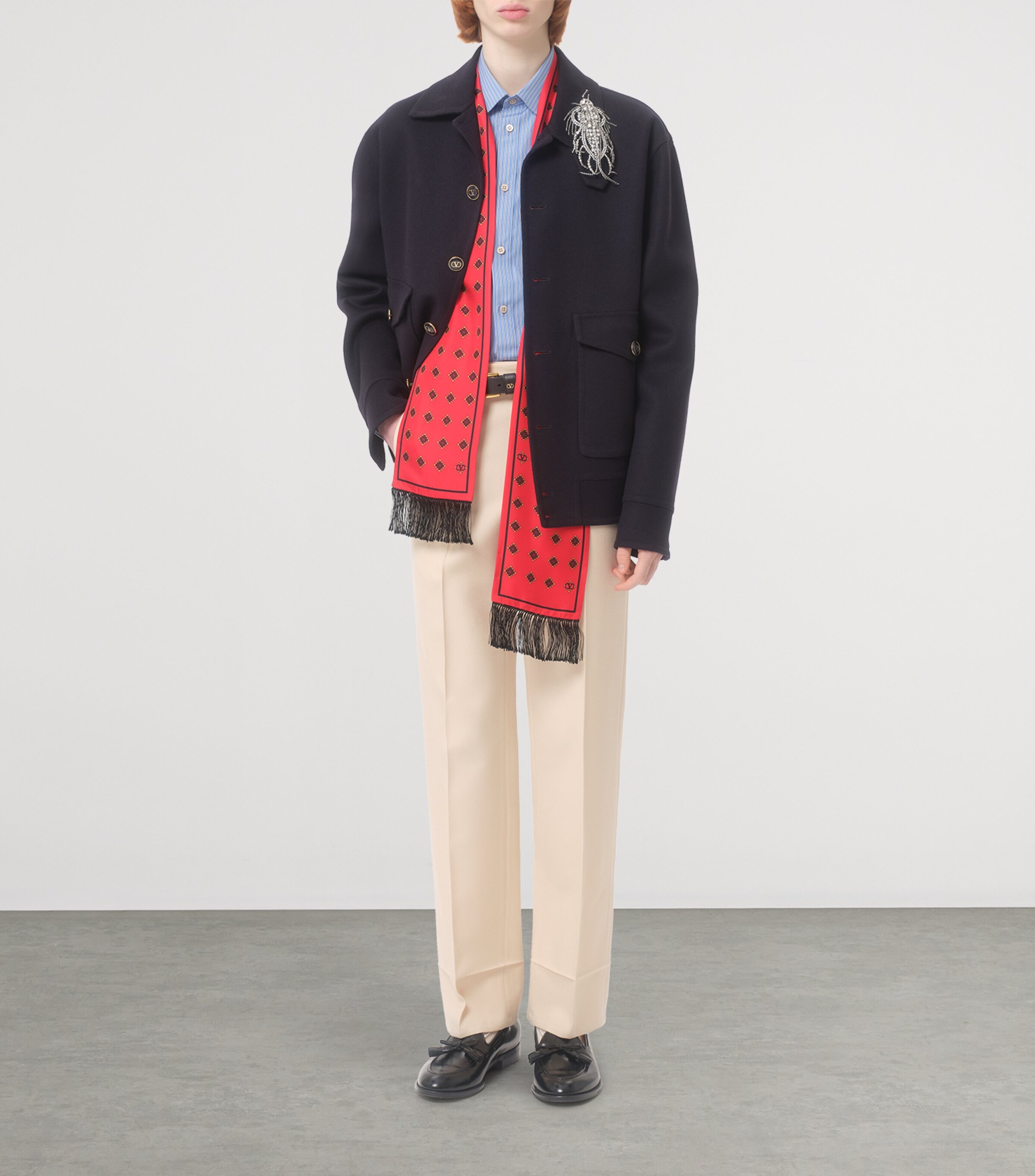 Valentino Garavani Mens Wool Straight-Leg Trousers Image 5
