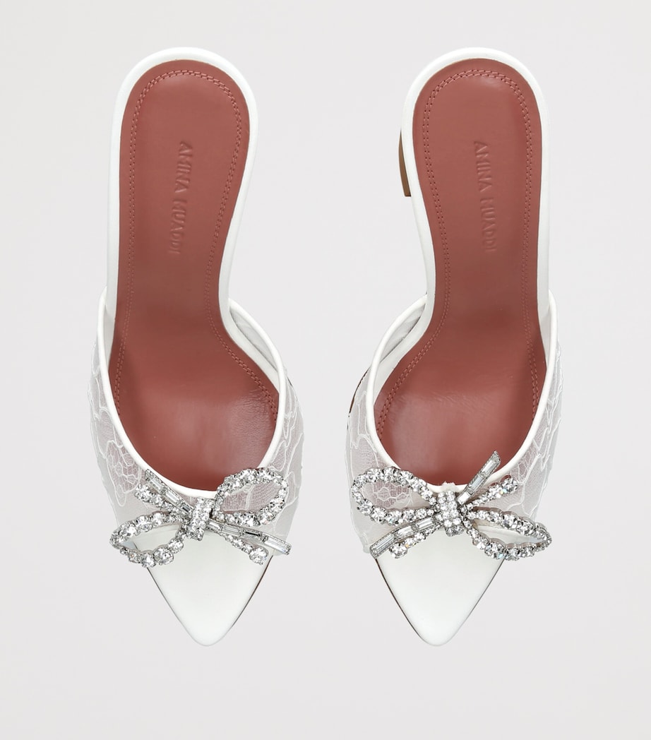Amina Muaddi Lace Embellished Rosie Heeled Mules 95 White Image 3