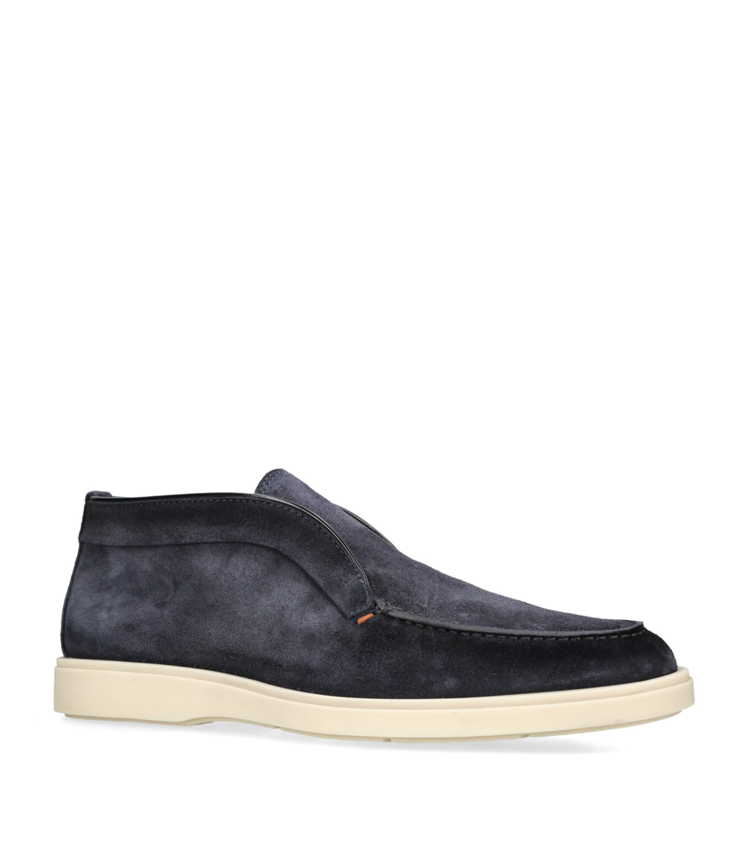 Santoni Suede Detroit High-Top Loafers Navy Image 3