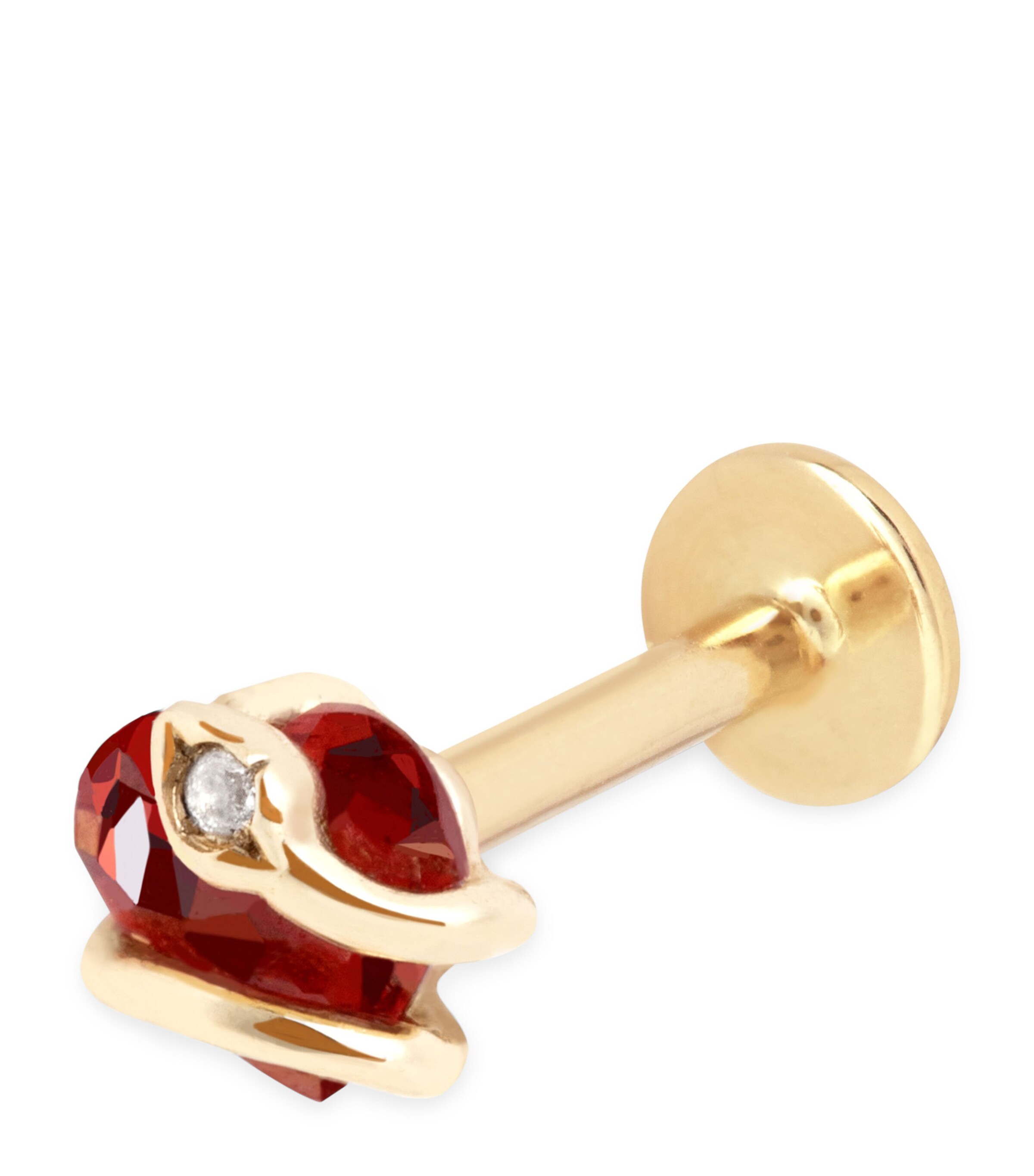 Astrid & Miyu Yellow Gold and Garnet Snake Stud Earring Gold Image 1