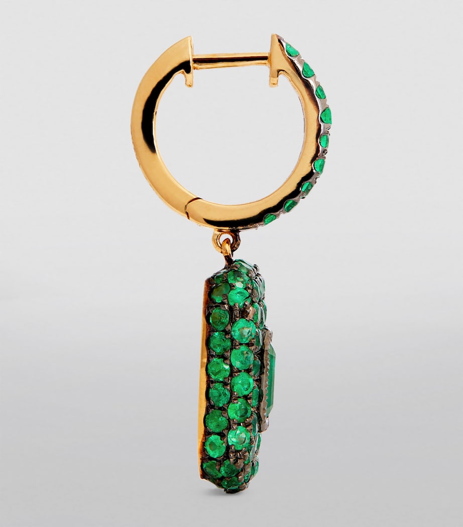Yellow Gold and Emerald New Modern Drop Earrings YELLOW GOLD Image 3
