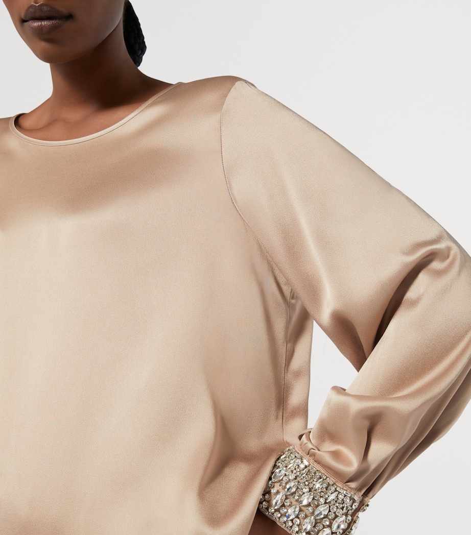 Satin Embellished Liguria Blouse BEIGE Image 5