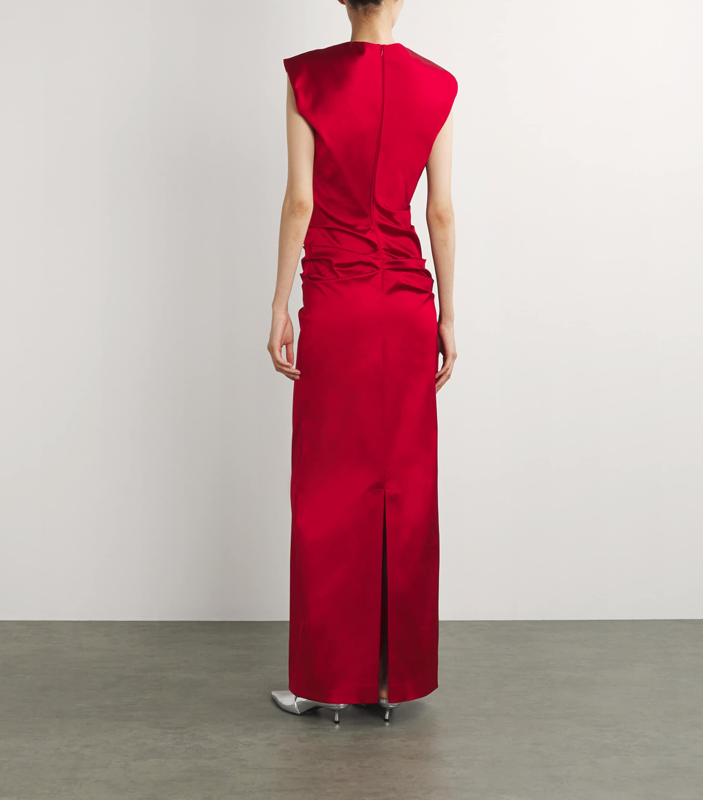Max Mara Womens Gathered Maxi Dress Red Image 3