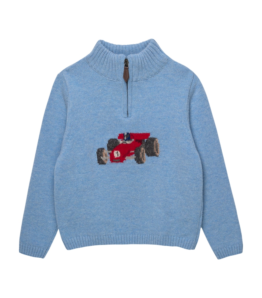 Wool-Blend Charles Half-Zip Sweater (6-11 Years) BLUE MARL Image 1