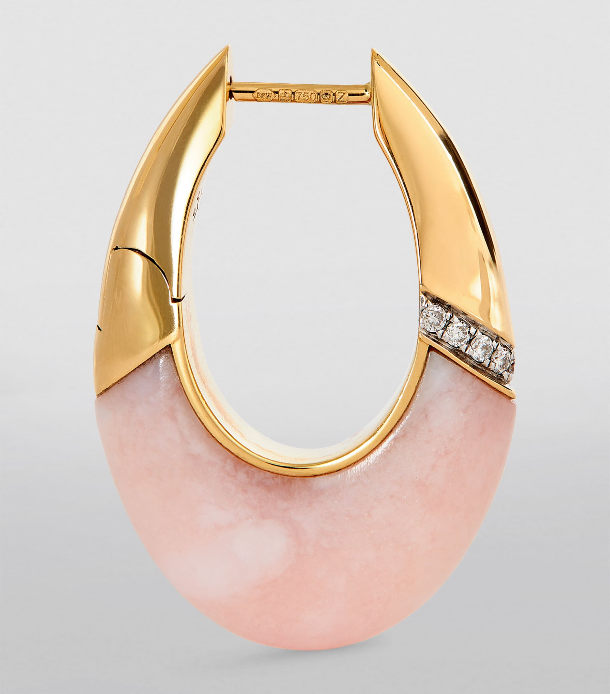 Yellow Gold, Diamond and Opal Bernadette Oval Earrings YELLOW GOLD Image 4