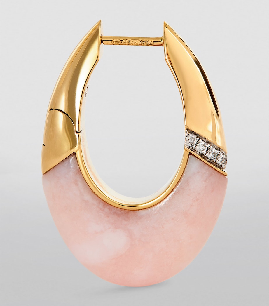 Yellow Gold, Diamond and Opal Bernadette Oval Earrings YELLOW GOLD Image 4