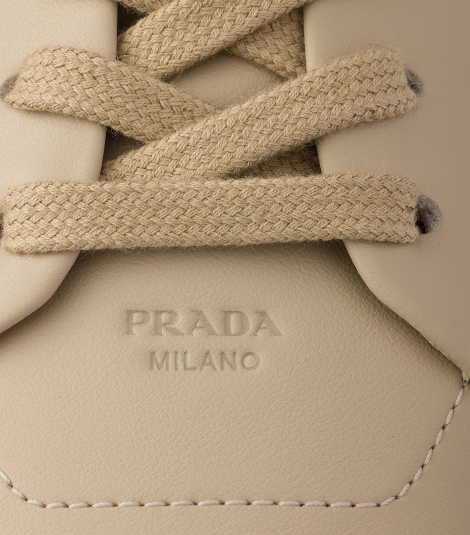 Prada Leather Court Sneakers Neutral Image 6