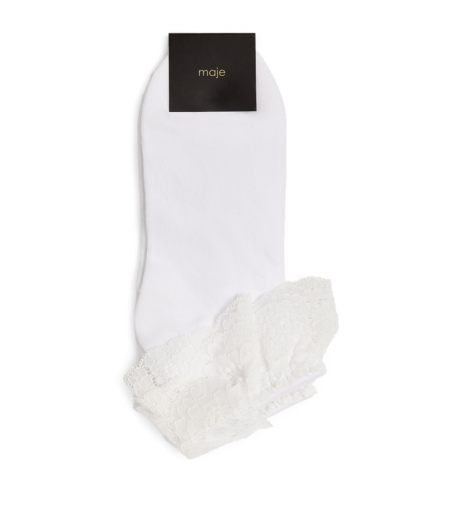 Maje Womens Lace-Trimmed Socks White Image 1