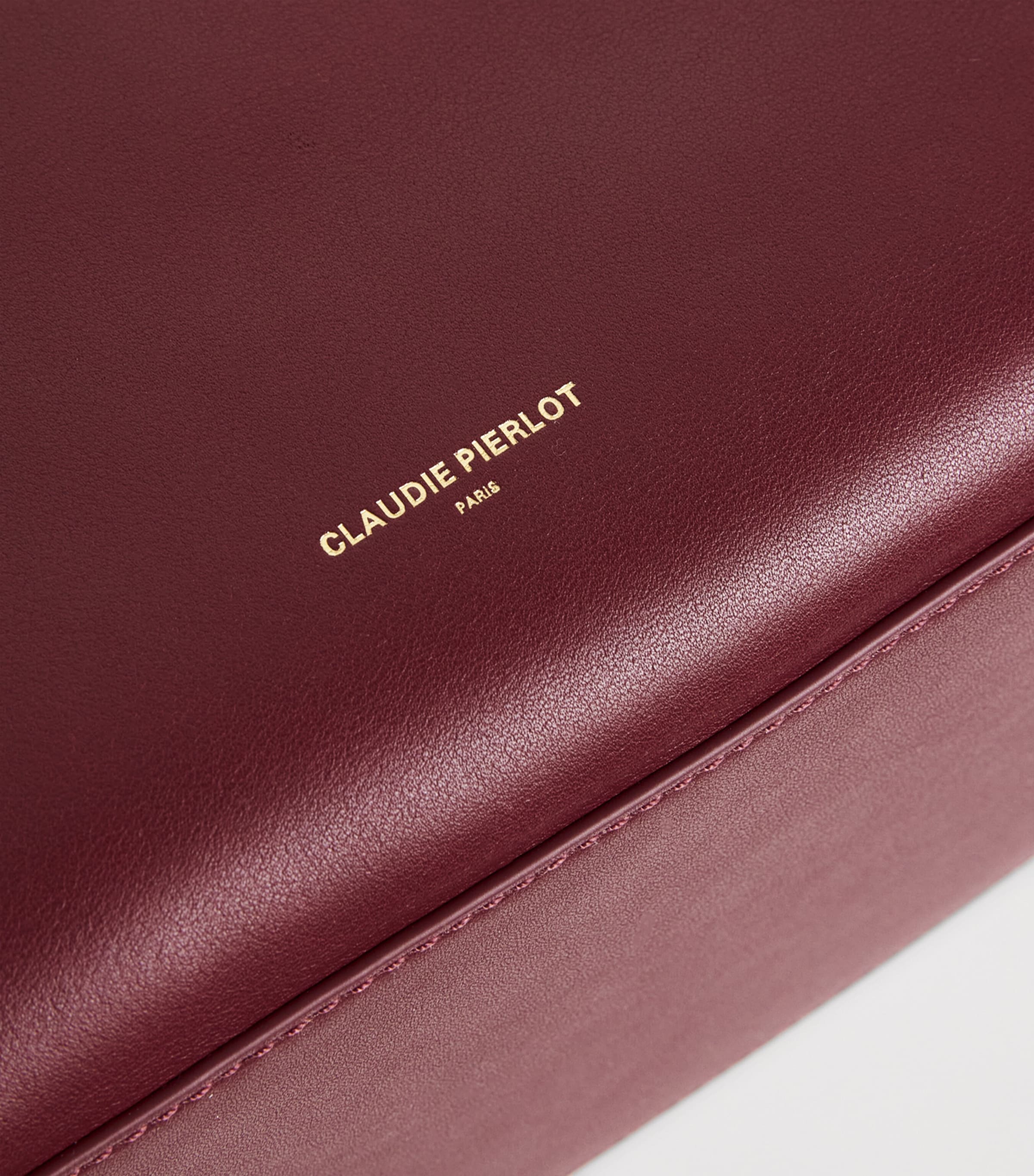 Claudie Pierlot Leather Drawstring Tote Bag Cherry Image 6