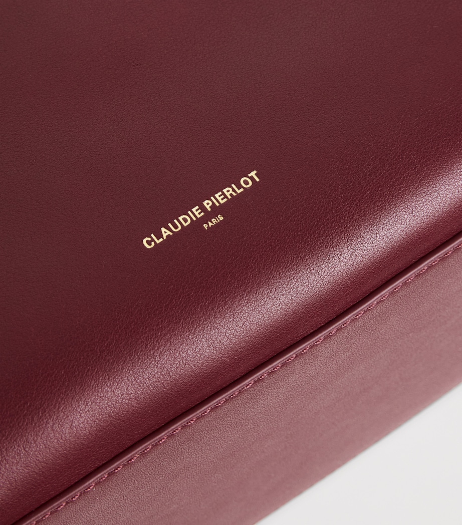 Claudie Pierlot Leather Drawstring Tote Bag Cherry Image 6