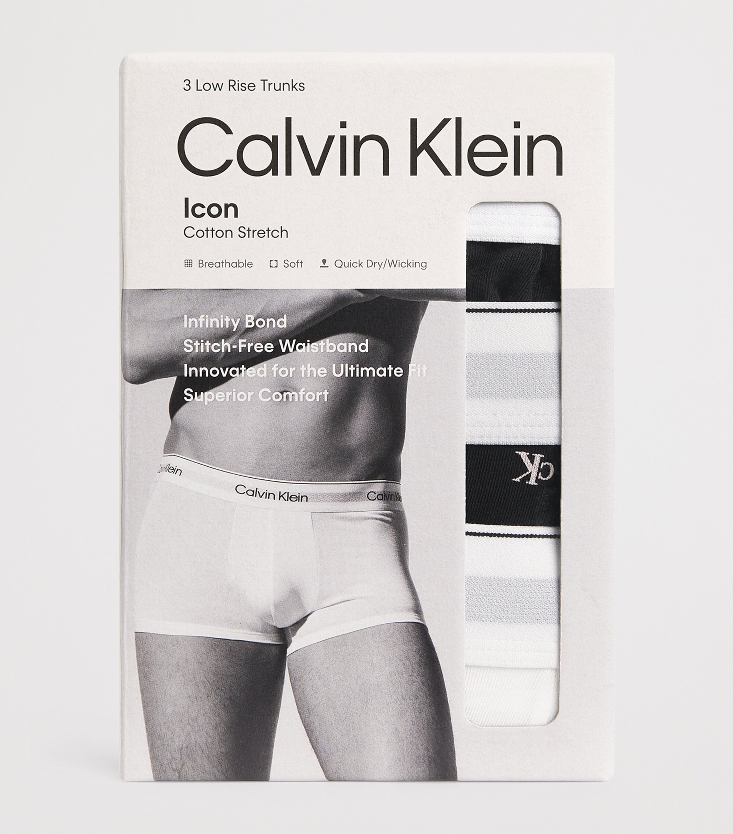 Calvin Klein Mens Cotton Stretch Icon Low-Rise Trunks (Pack of 3) Multi Image 4