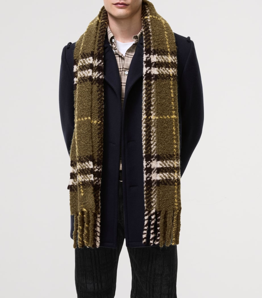 Burberry Alpaca-Blend Bouclé Check Scarf Pea Green Image 5