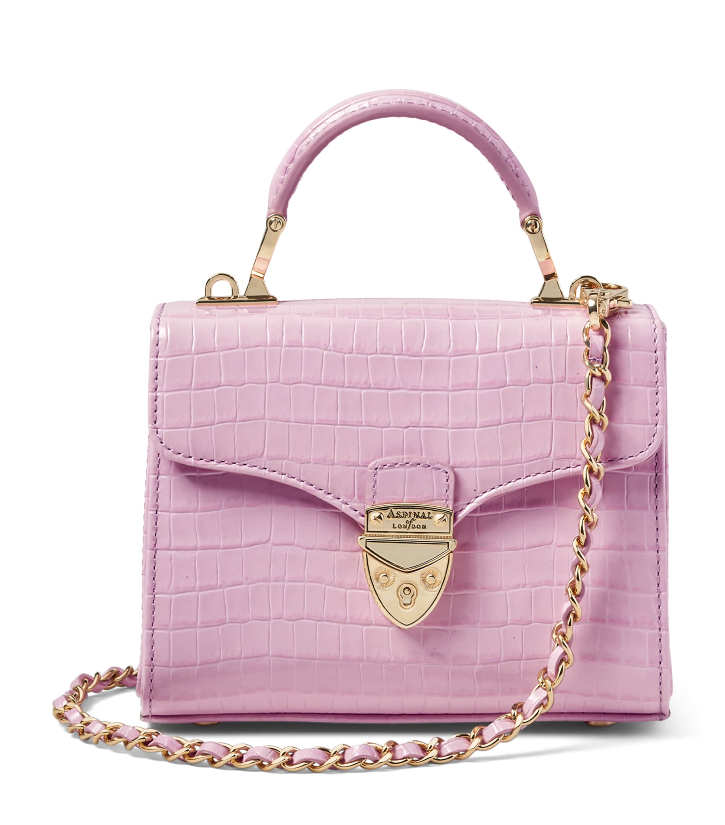 Aspinal Of London Mini Leather Mayfair Top-Handle Bag Lilac Image 1