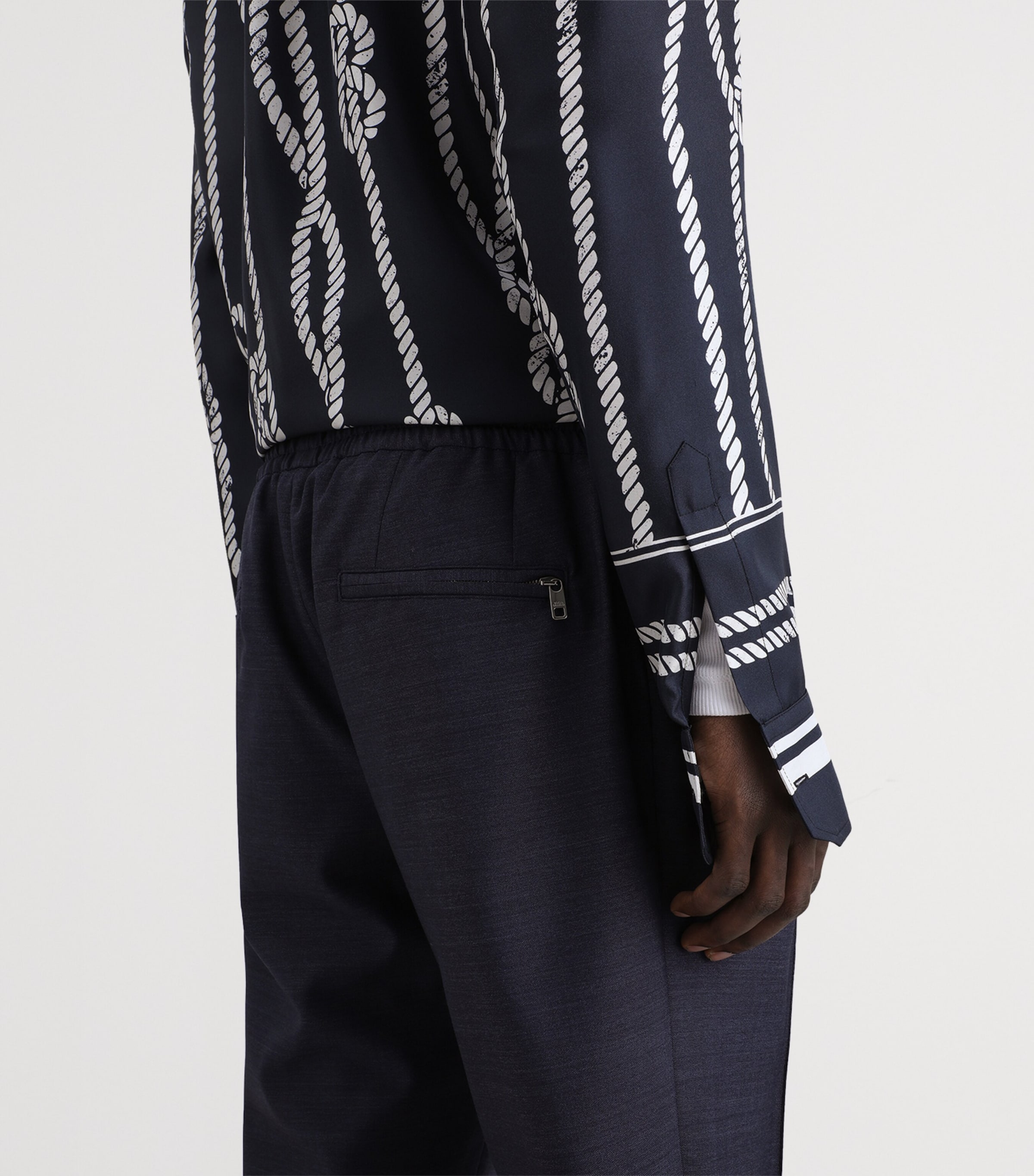 Dolce&Gabbana Mens Virgin Wool Drawstring Trousers Light Blue B Image 5