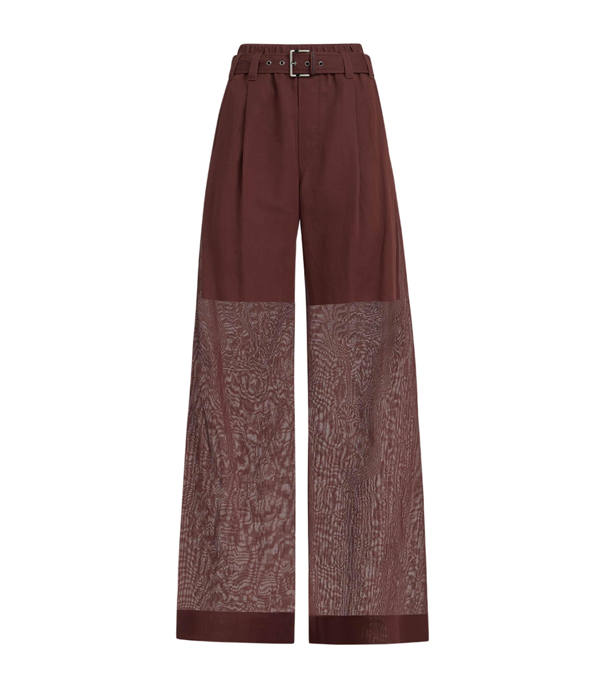 Brunello Cucinelli Womens Cotton Organza Belted Trousers Image 1