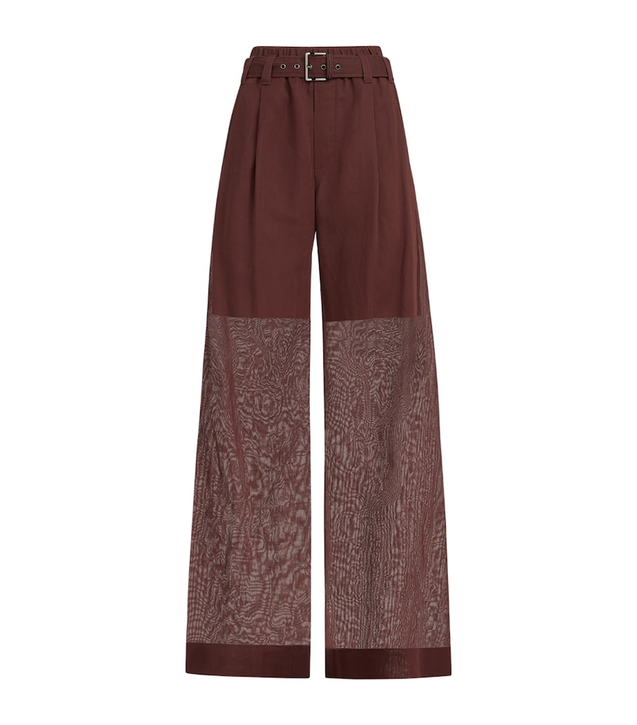 Brunello Cucinelli Womens Cotton Organza Belted Trousers Image 1
