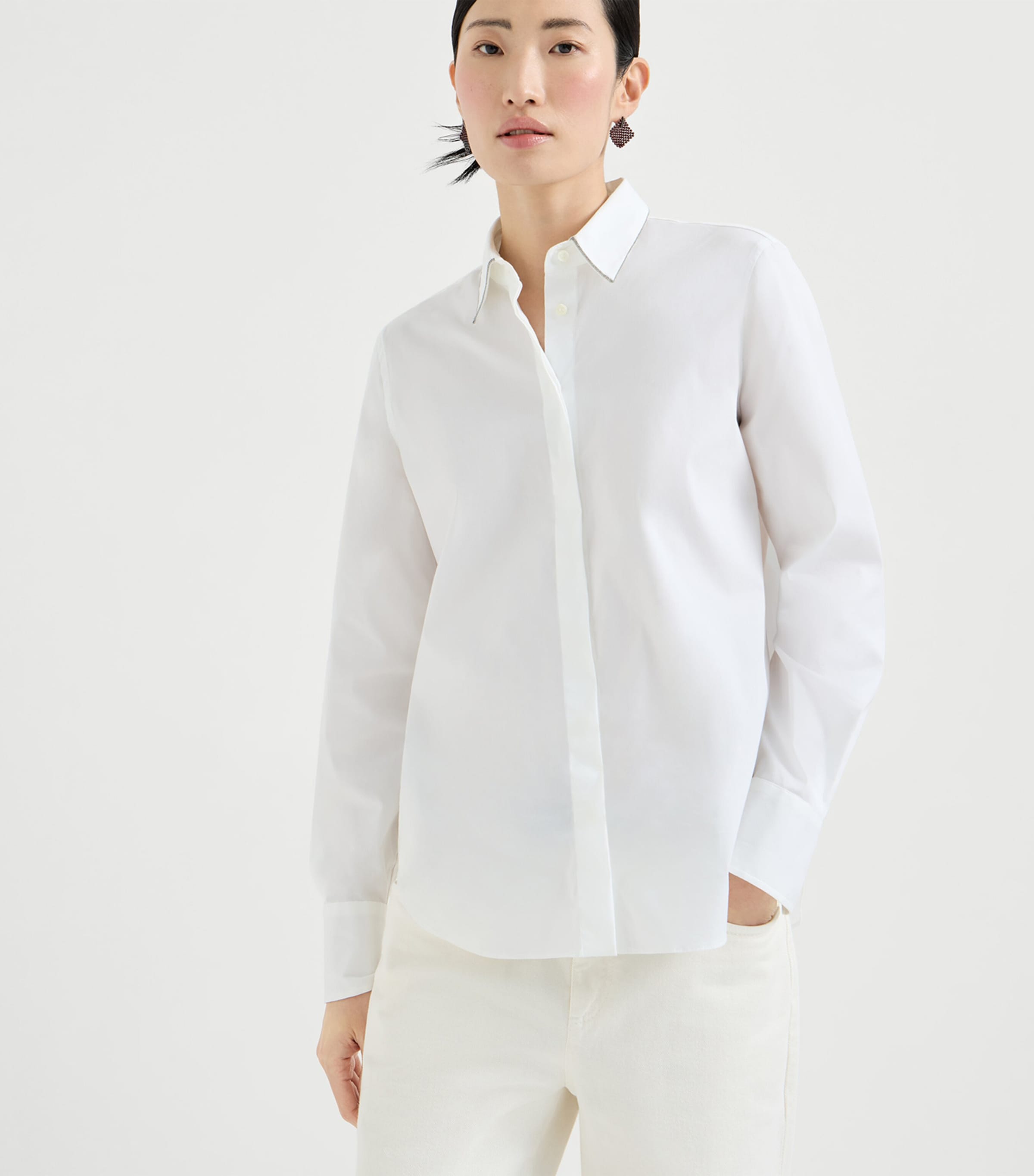 Brunello Cucinelli Womens Cotton Poplin Monili Shirt Image 3