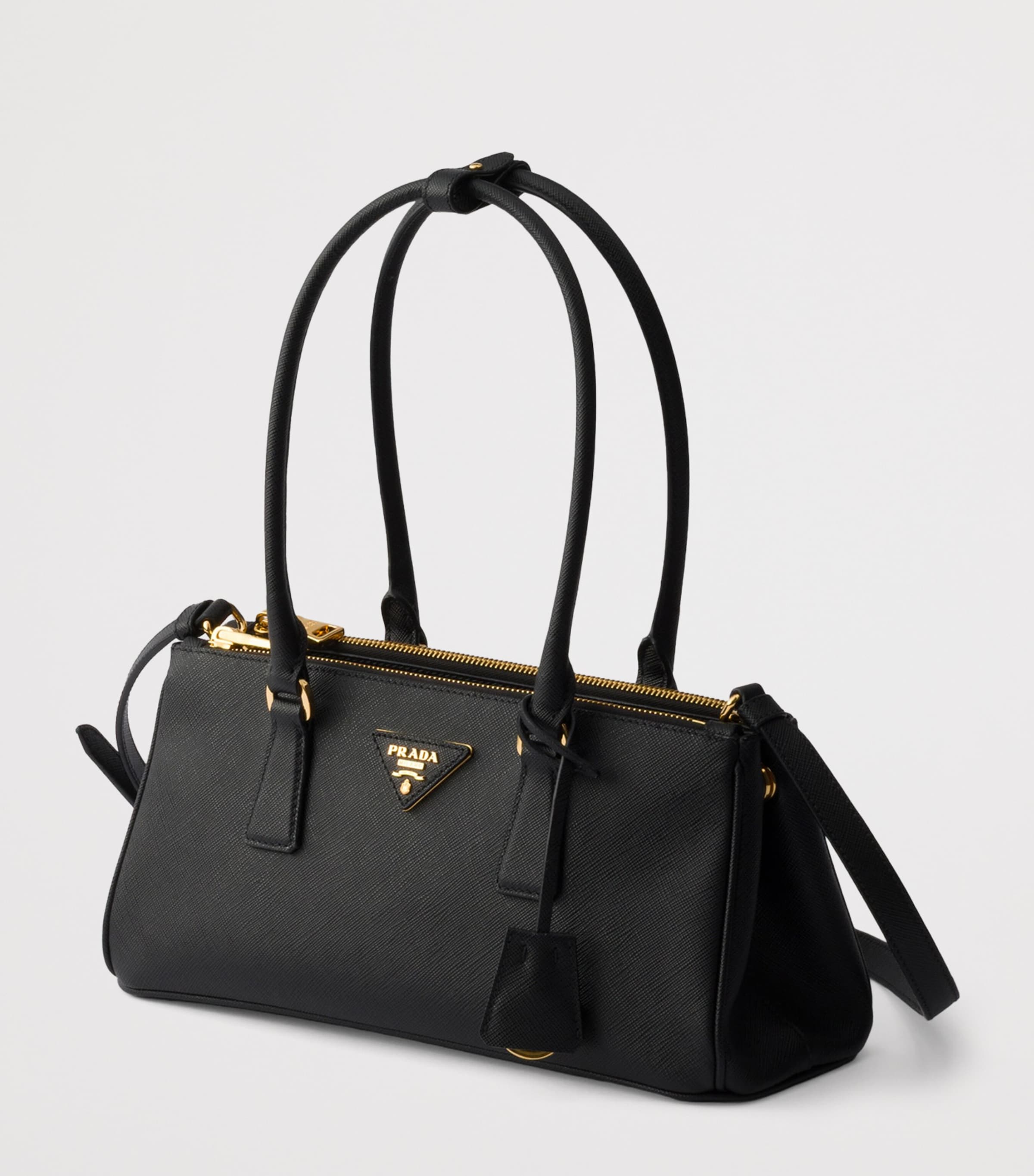 Prada Medium Leather Galleria Top-Handle Bag Black Image 5