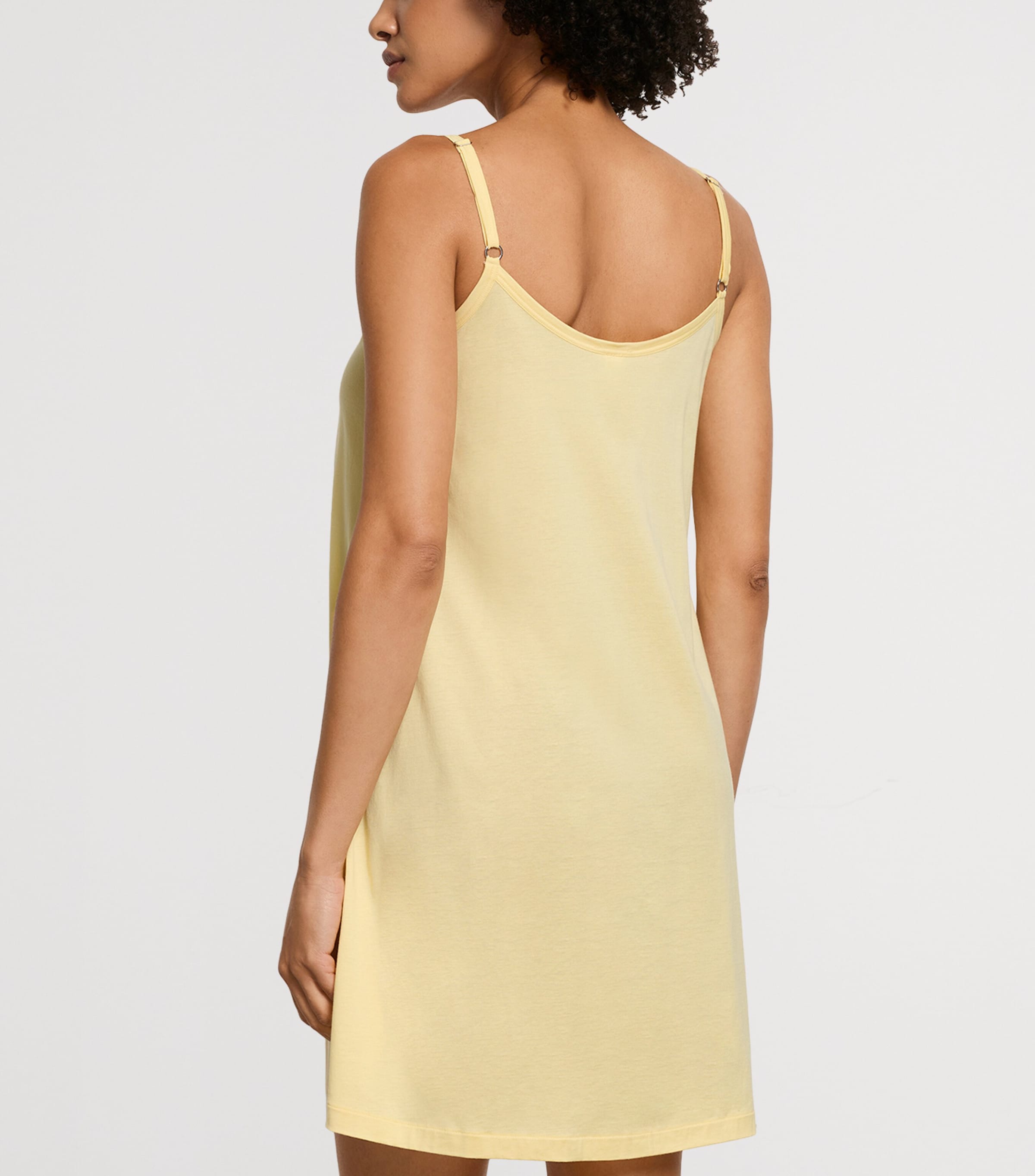 Hanro Womens Cotton Juliet Spaghetti Dress Vanilla Highlight Image 3