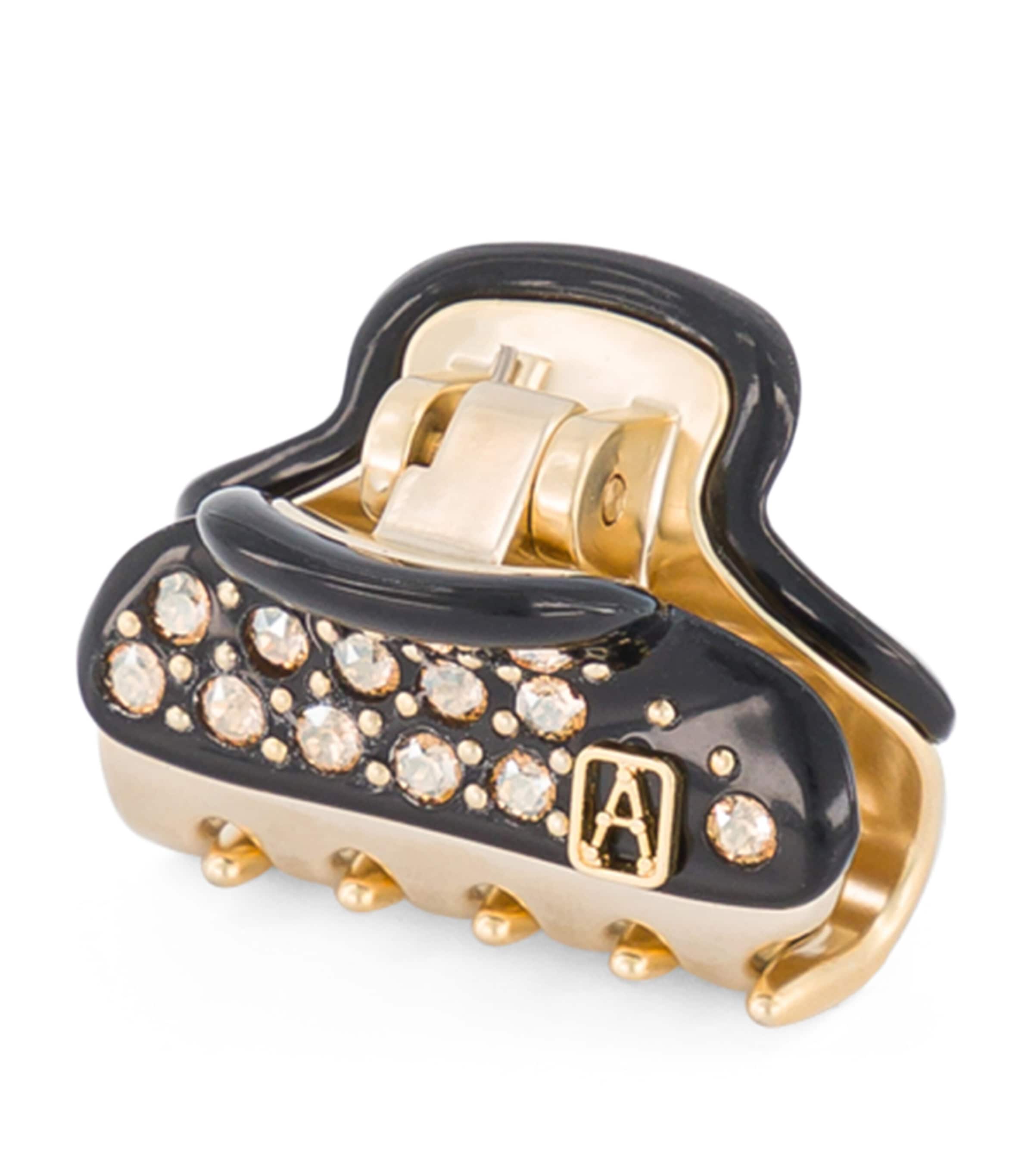 Gold-Plated Crystal-Embellished Claw Hair Clip N3- NOIR B/OR Image 2