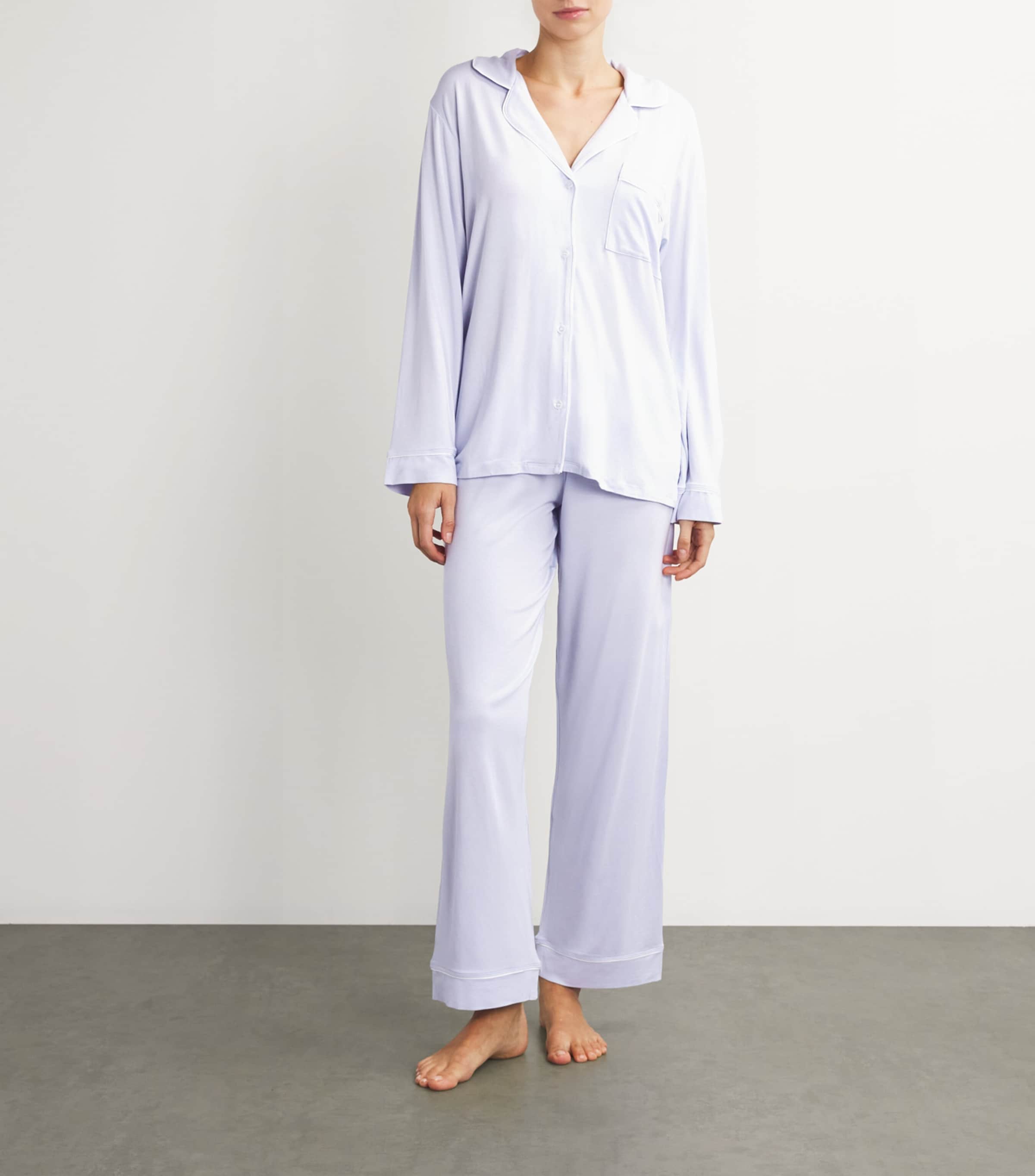 Gisele Long Piped Pyjama Set ICE BLUE/IVORY Image 2