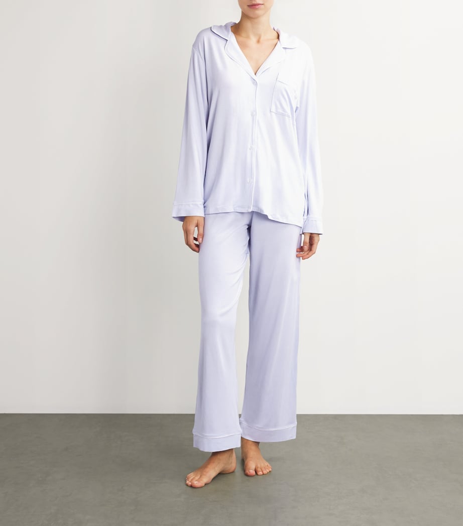 Gisele Long Piped Pyjama Set ICE BLUE/IVORY Image 2
