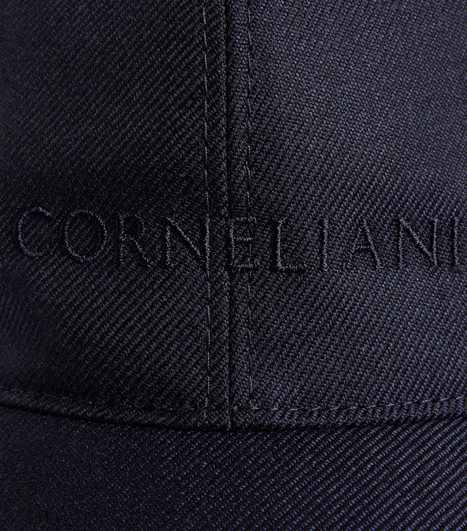 Corneliani Virgin Wool Logo Baseball Cap Dark Blue Image 4