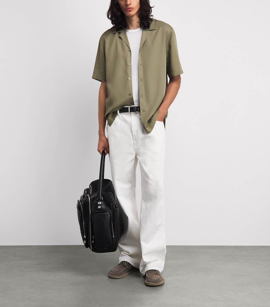 7 For All Mankind Mens Notched-Collar Short-Sleeve Shirt Green Image 2