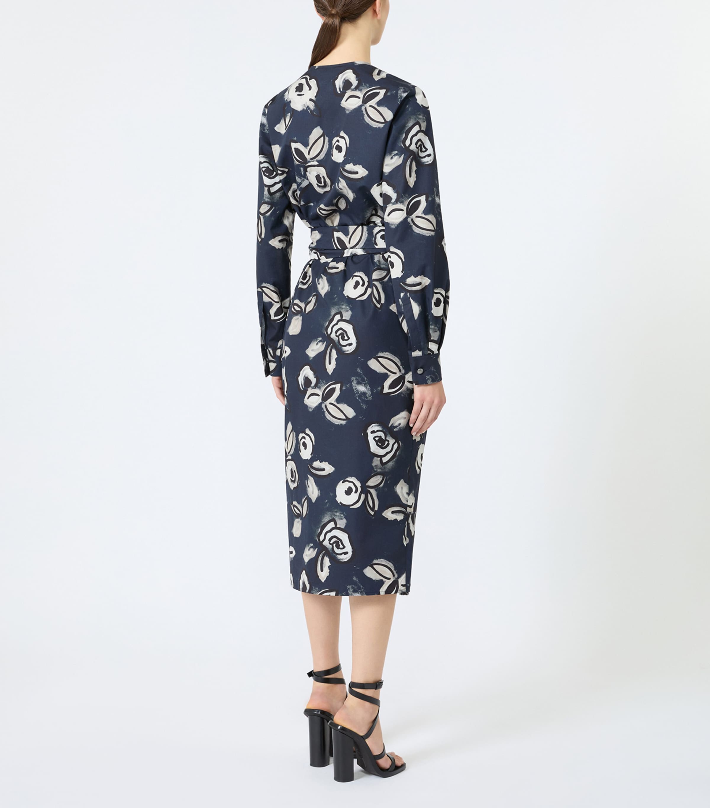 Max Mara Womens Cotton Printed Midi Dress Ultramarine Image 4