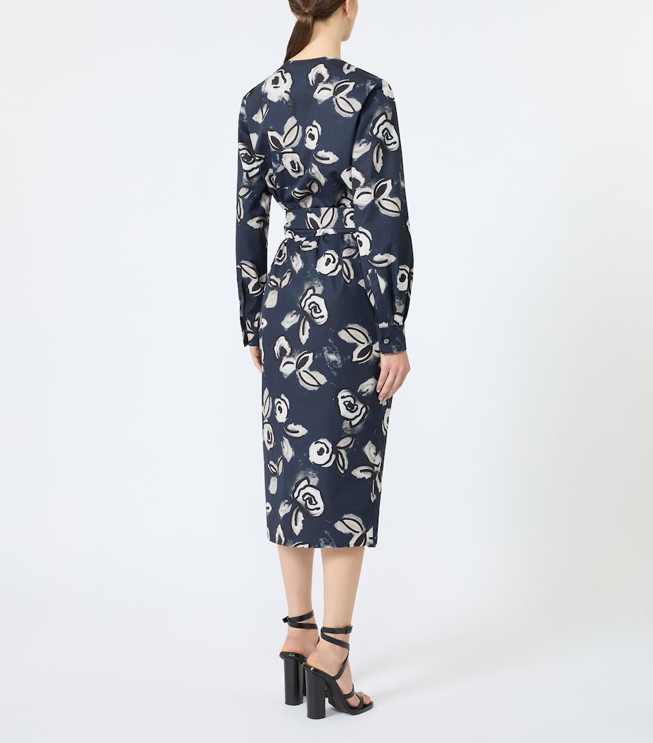 Max Mara Womens Cotton Printed Midi Dress Ultramarine Image 4