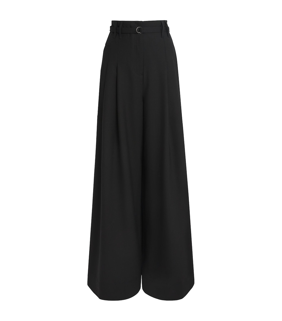 Pleated Wide-Leg Trousers BLACK Image 1