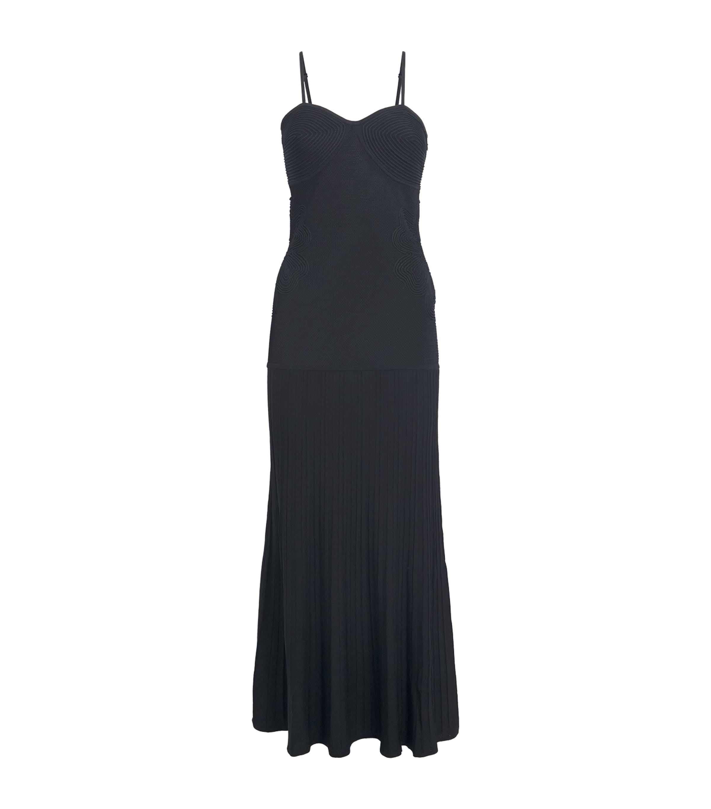 Sandro Bustier Knitted Midi Dress In Blue
