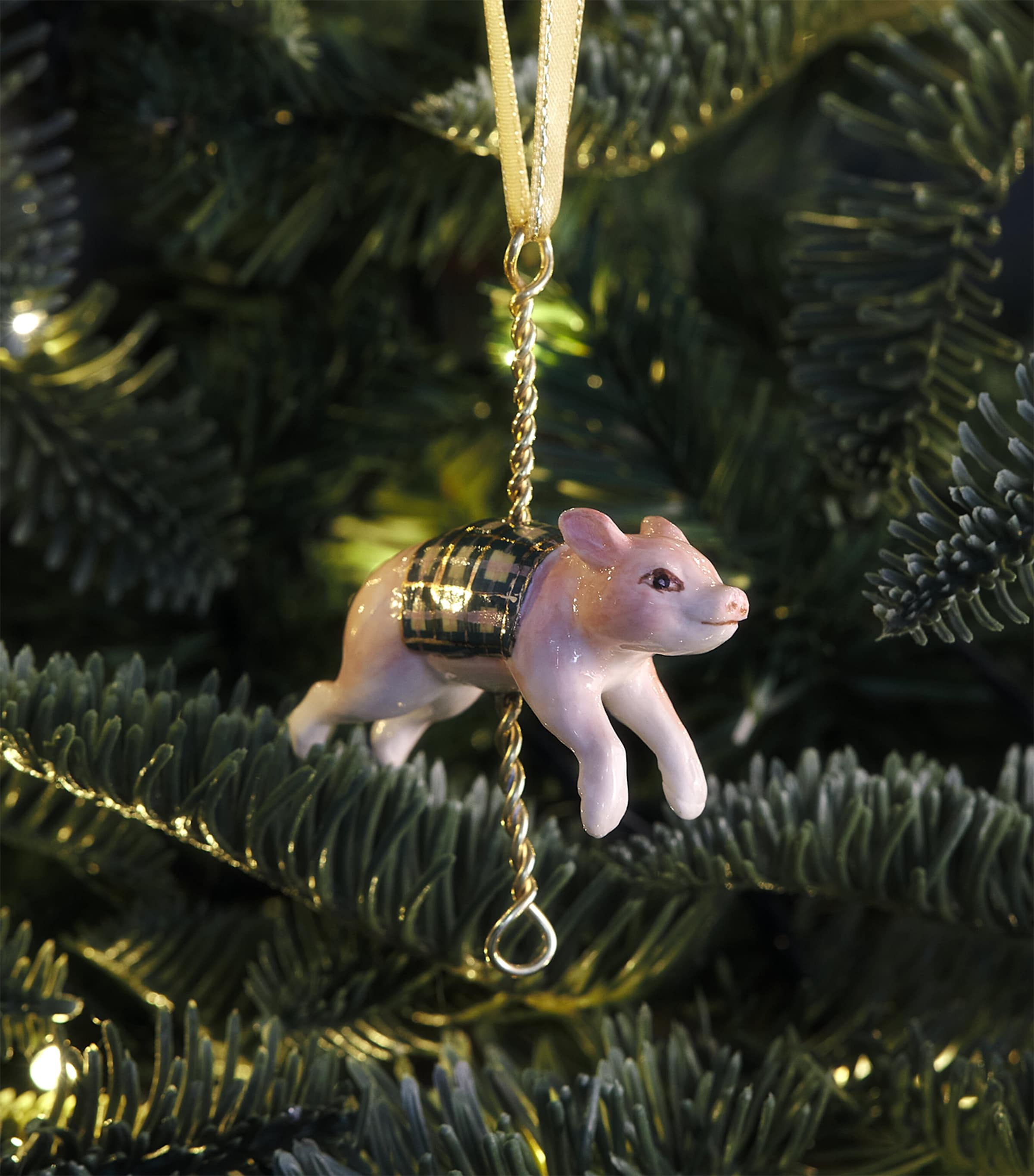 Hop Skip & Flutter Pig Merry-Go-Round Tree Decoration Pink Green Image 3