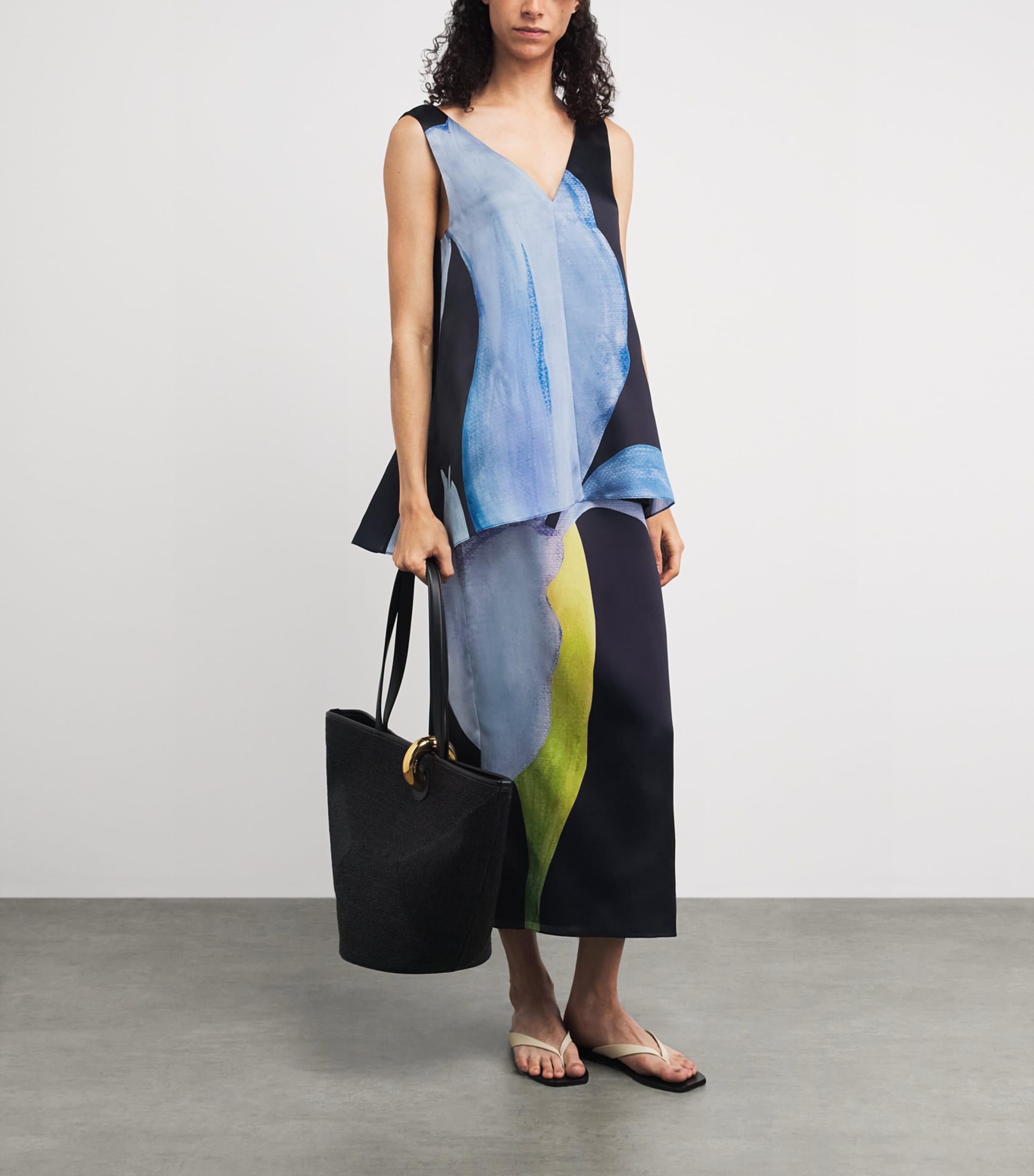 Lafayette 148 Womens Silk Iris Print Midi Skirt Inkmu Ink Multi Image 2