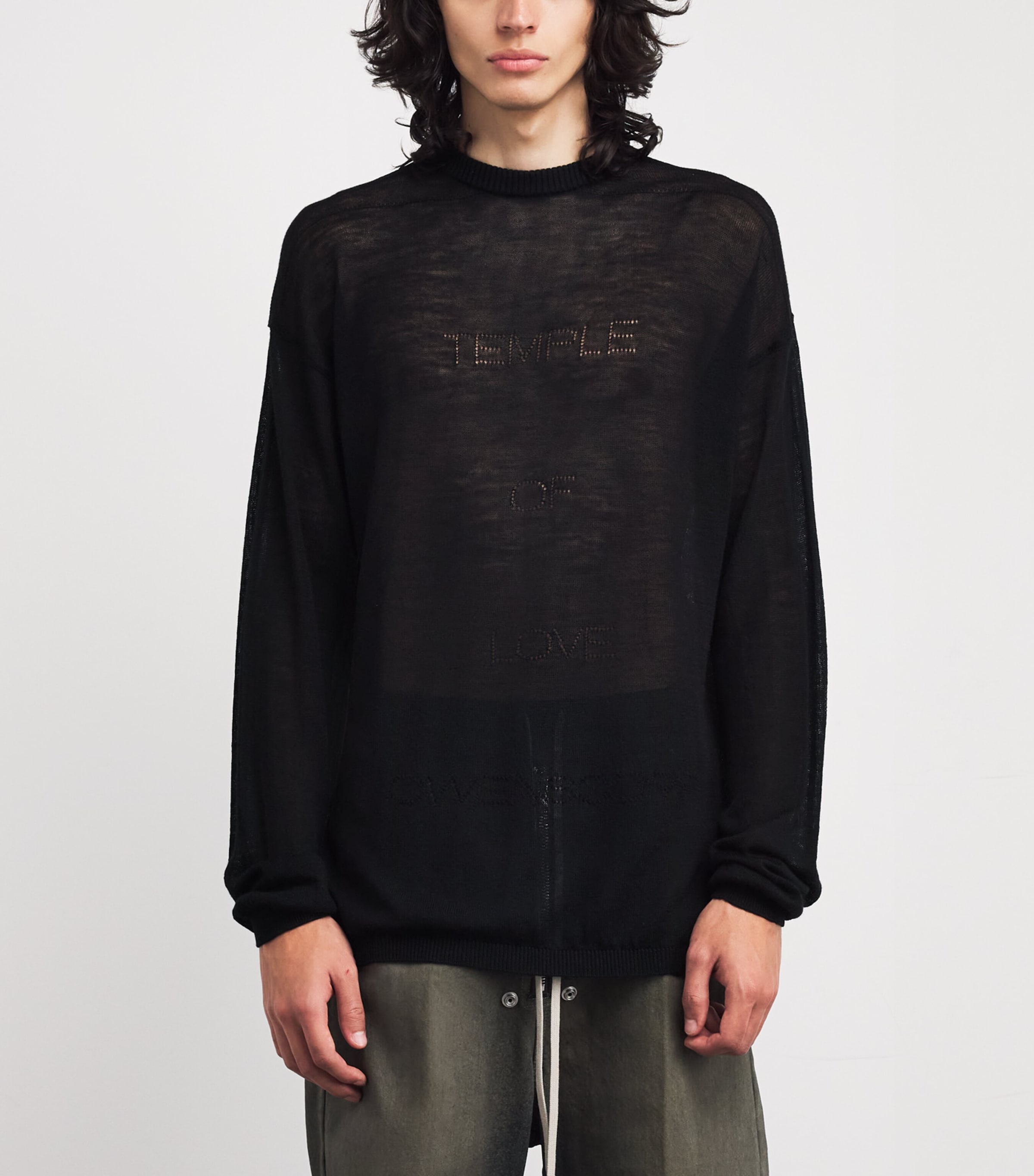 Wool Temple Sheer Sweater BLACK/ 09 Image 3