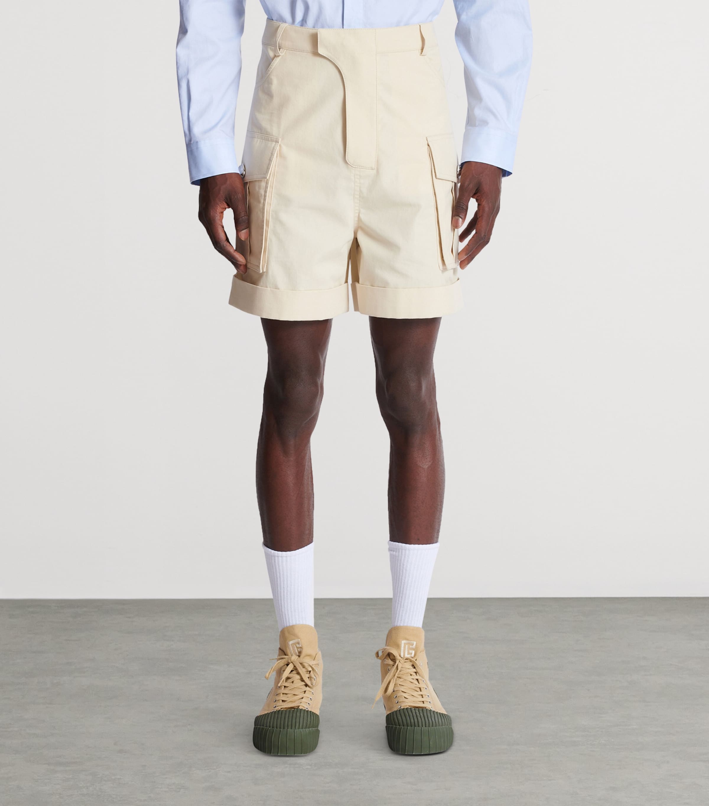 Cotton Bermuda Cargo Shorts 0AS BEIGE Image 3