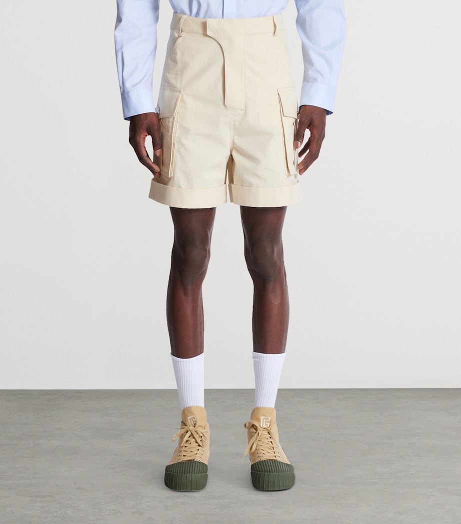 Cotton Bermuda Cargo Shorts 0AS BEIGE Image 3