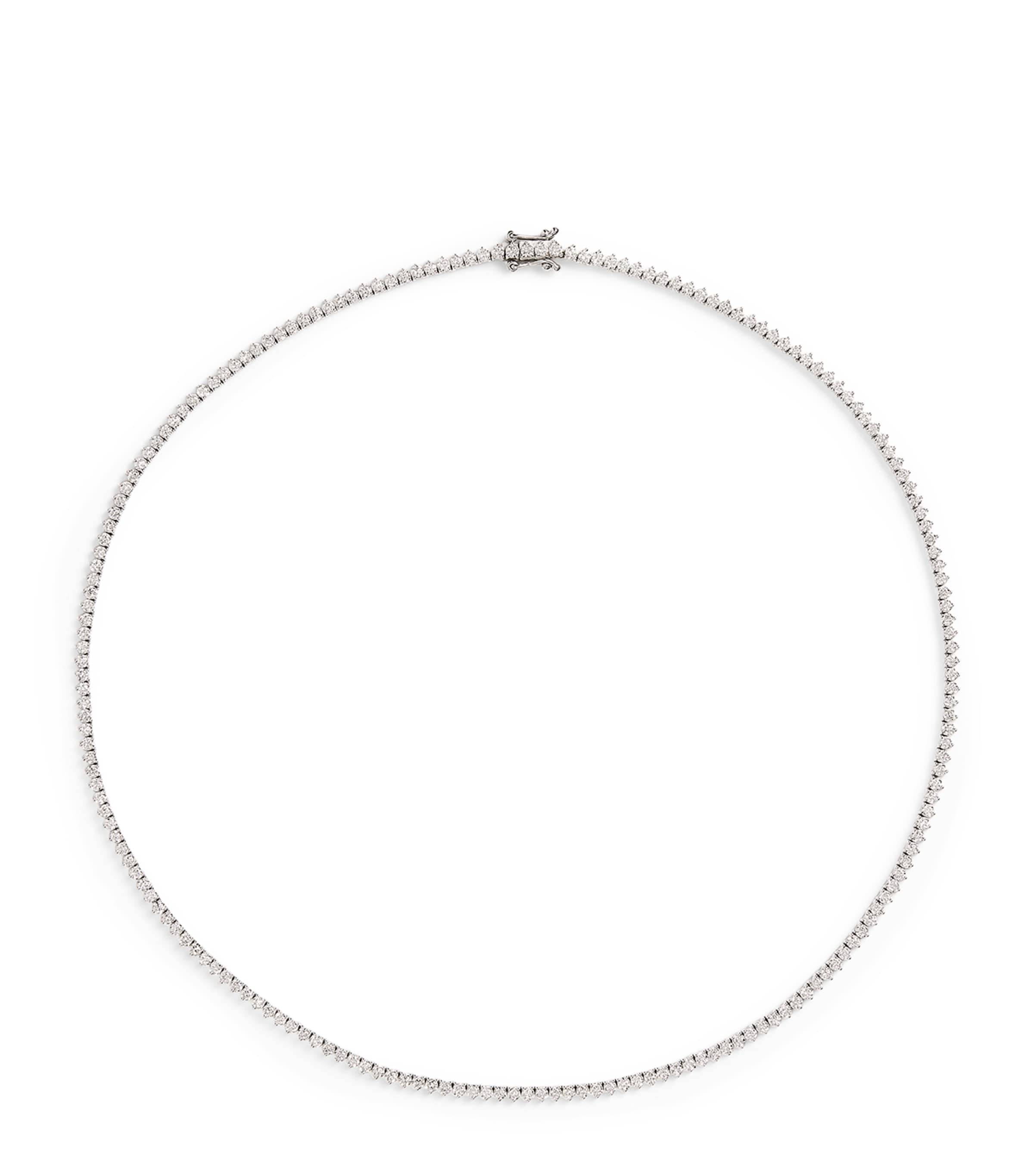 Harrods White Gold And Diamond Tennis Necklace In White