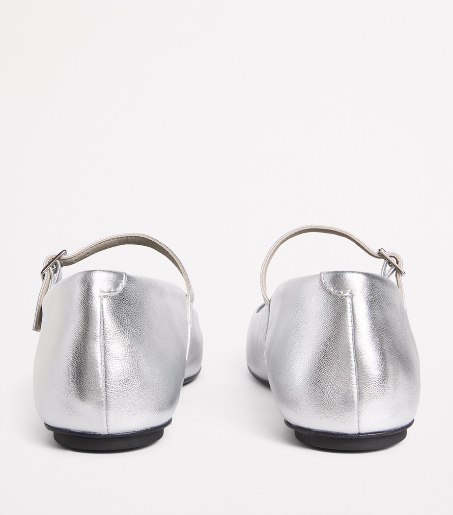 Metallic Leather Ballet Flats ICE Image 4