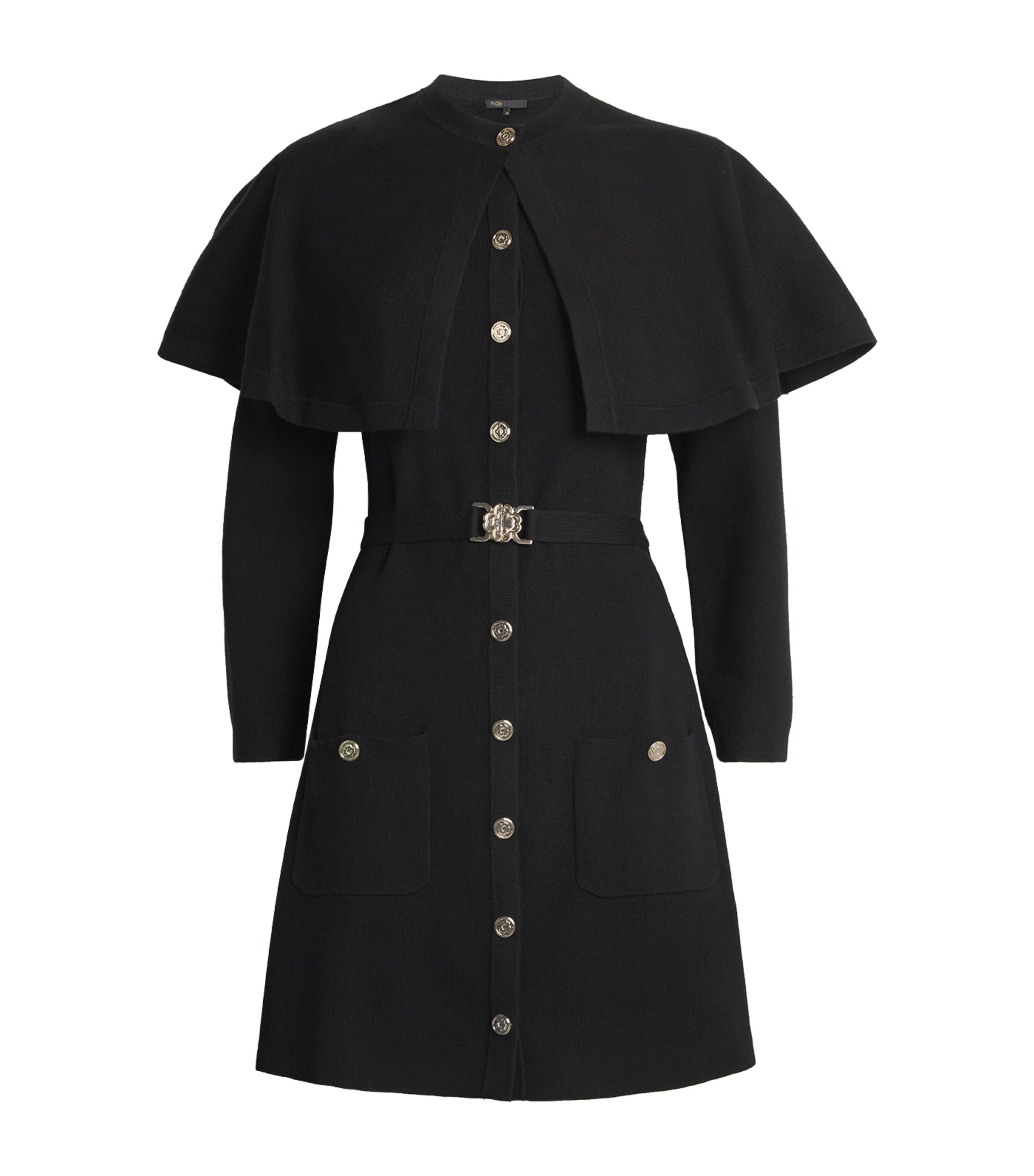 Maje 2-in-1 Knit Dress & Removable Cape In Black