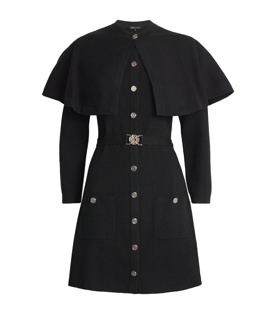 Knitted Cape Dress BLACK Image 1