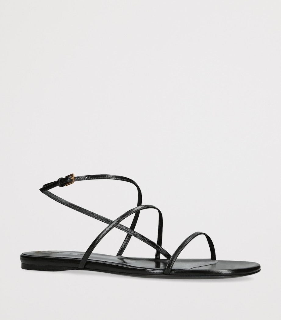 Leather Loop Flat Sandals BLACK Image 4