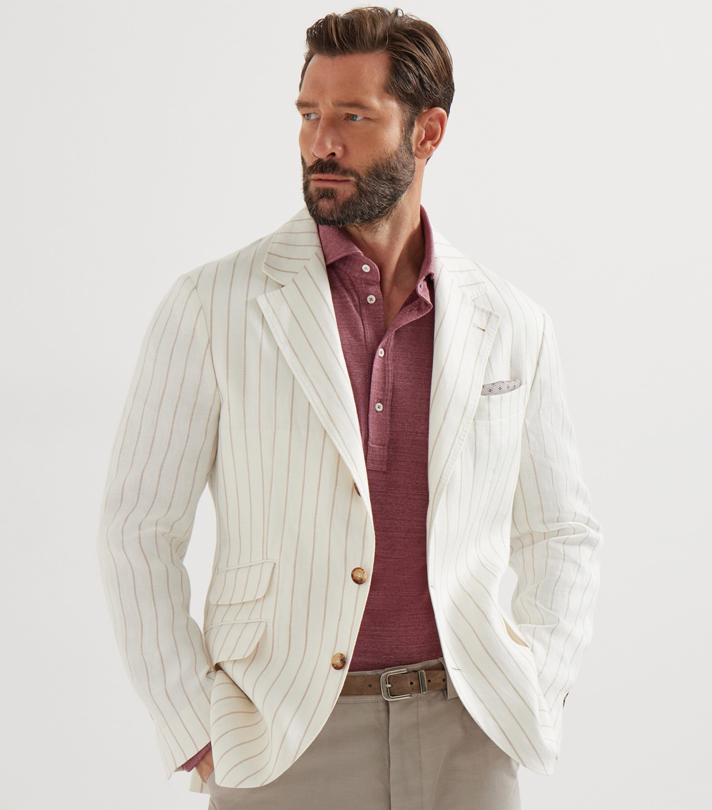 Linen Stripe Deconstructed Cavallo Blazer C6190 Image 4