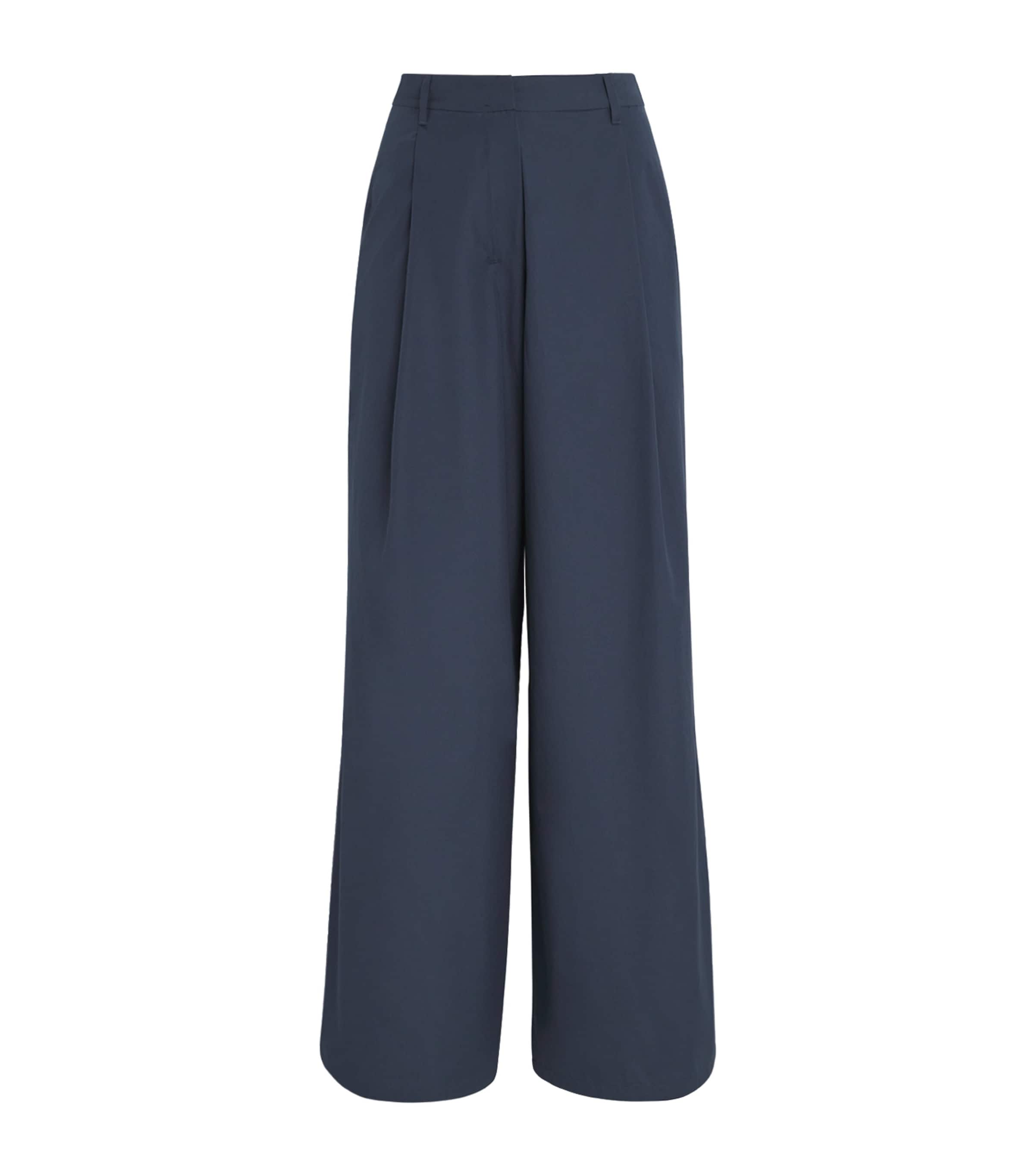 Max Mara Cotton Poplin Wide-leg Nora Trousers In Blue