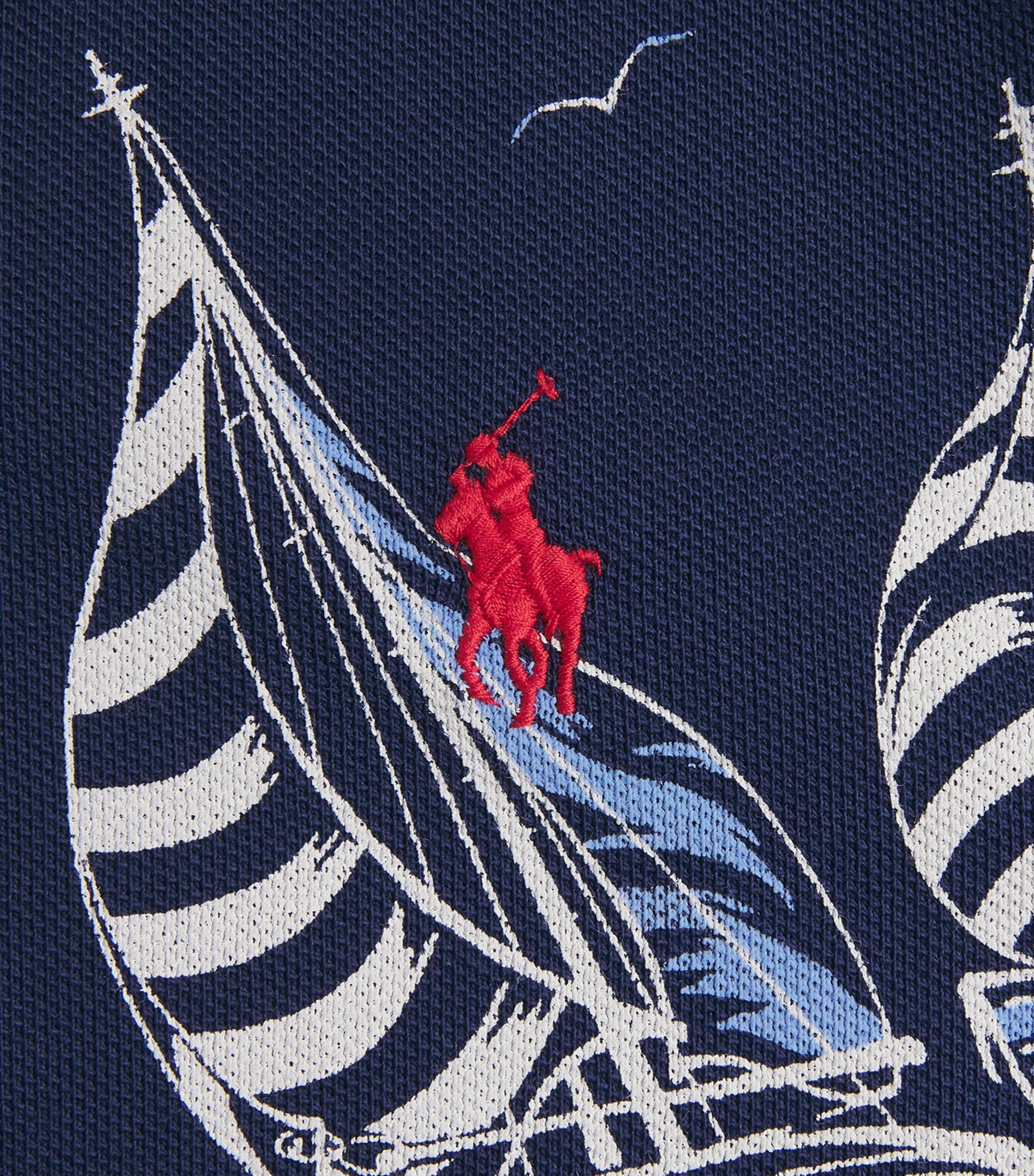 Polo Ralph Lauren Mens Cotton-Mesh Sailboat Polo Shirt Sailbt Rce Nport Nvy Image 6