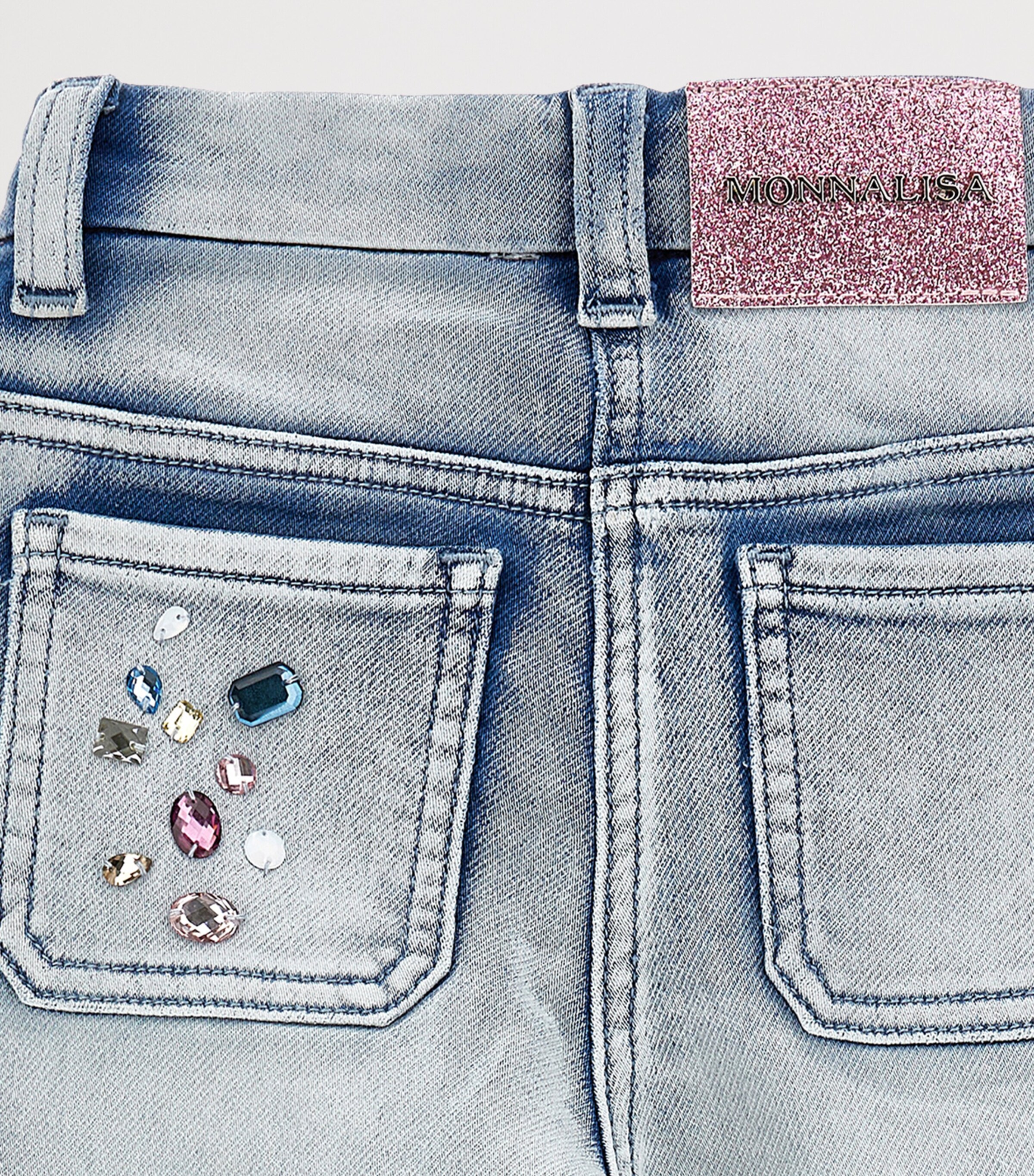 Jewel Stone-Detail Jeans (2-12 Years) STONE BLEACH Image 3