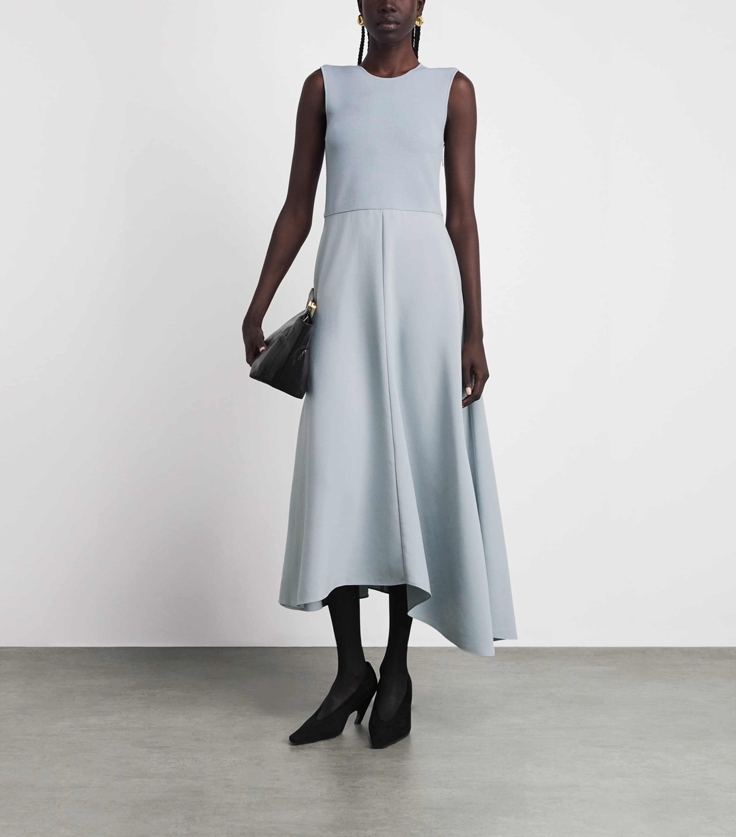 Theory Womens Knit-Satin Midi Dress Vfh Luna Image 2